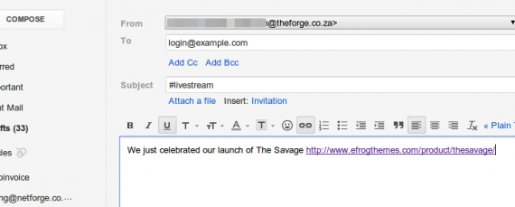 Live Stream via Email